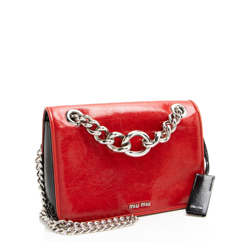 Miu Miu Patent Leather Club Chain Shoulder Bag