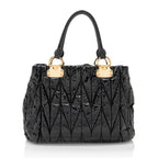 Miu Miu Patent Leather Matelasse Tote (SHF-17568)