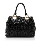 Miu Miu Patent Leather Matelasse Tote (SHF-17568)