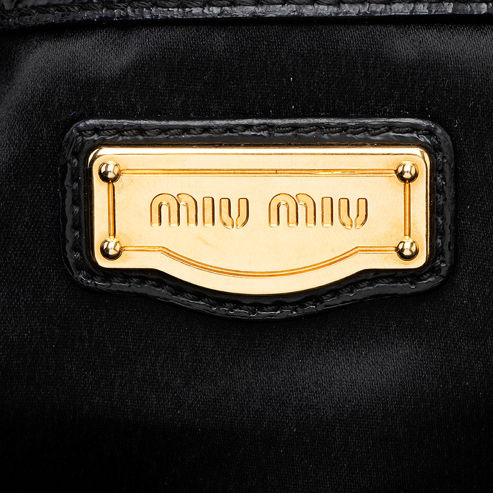 Miu Miu Patent Leather Matelasse Tote (SHF-17568)