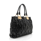 Miu Miu Patent Leather Matelasse Tote (SHF-17568)