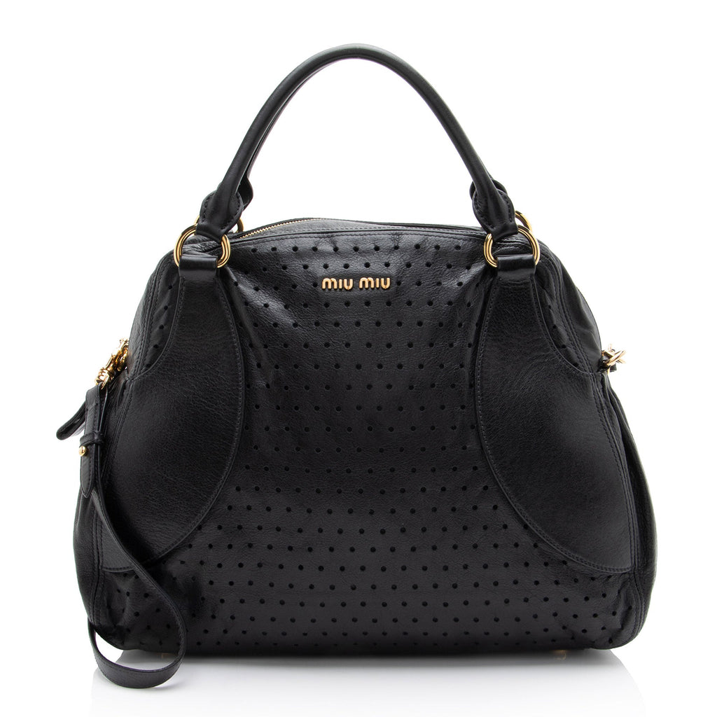 Miu Miu Perforated Leather Large Bowler Satchel