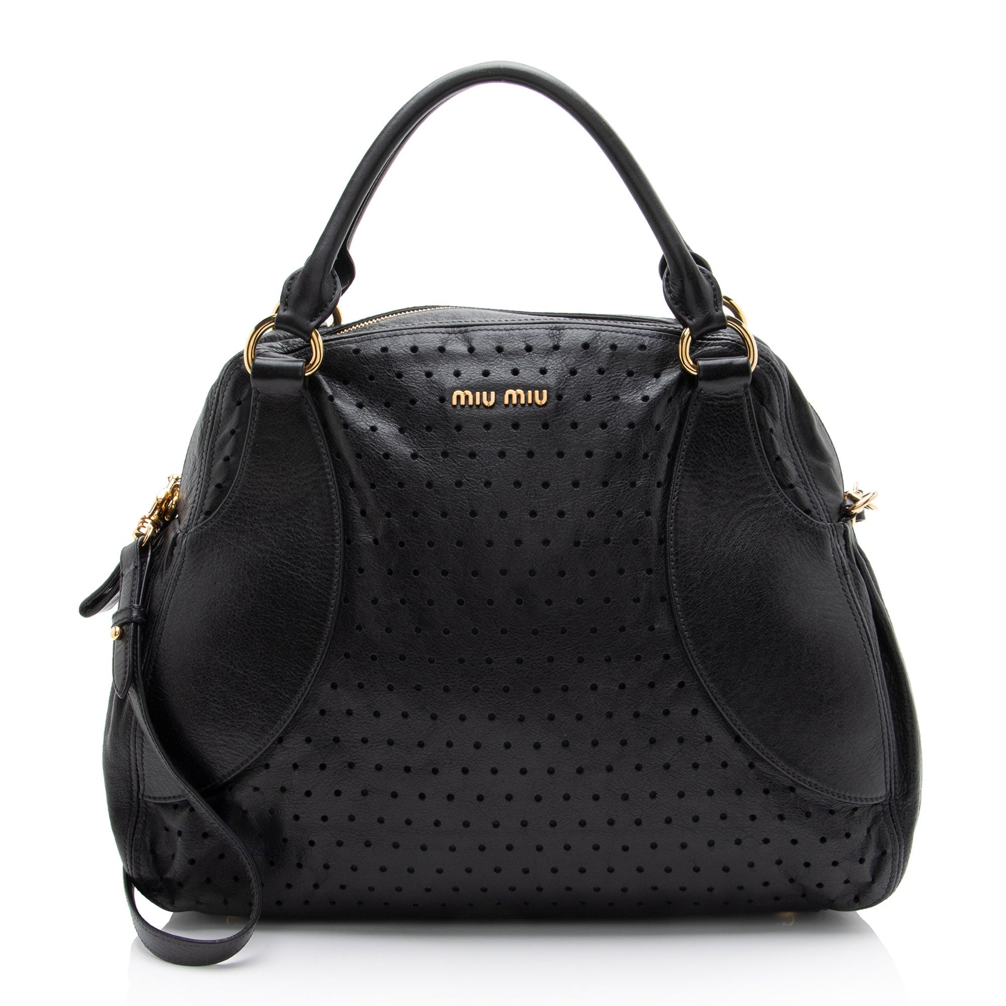 Miu Miu Perforated Leather Large Bowler Satchel