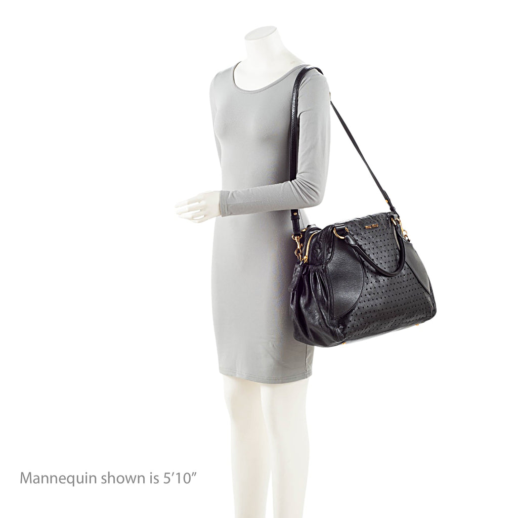 Miu Miu Perforated Leather Large Bowler Satchel