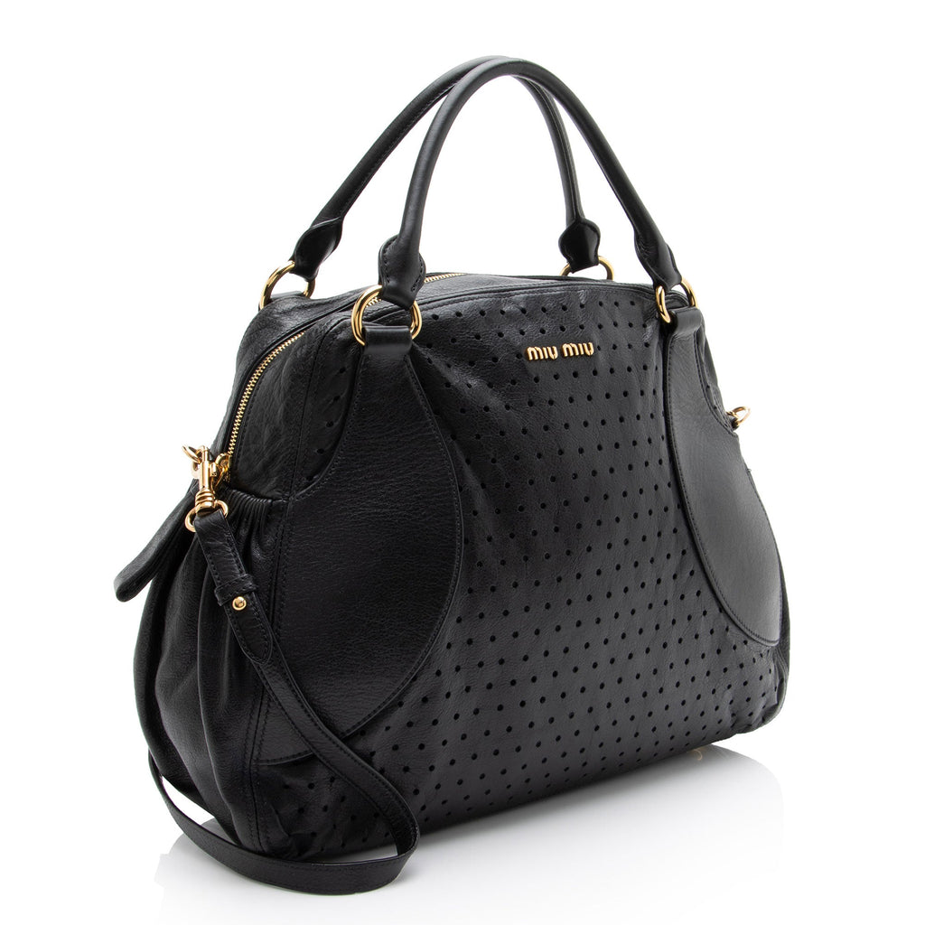 Miu Miu Perforated Leather Large Bowler Satchel