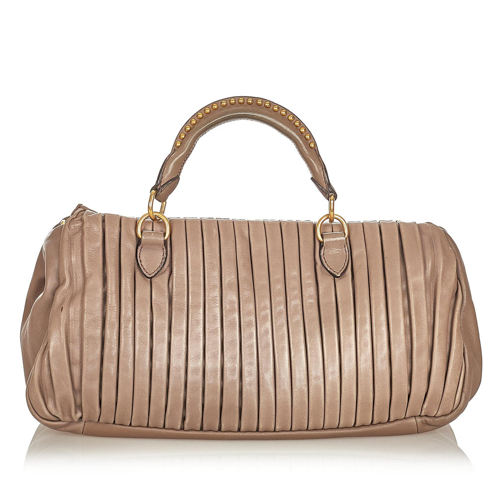 Miu Miu Pleated Leather Satchel (SHG-23231)