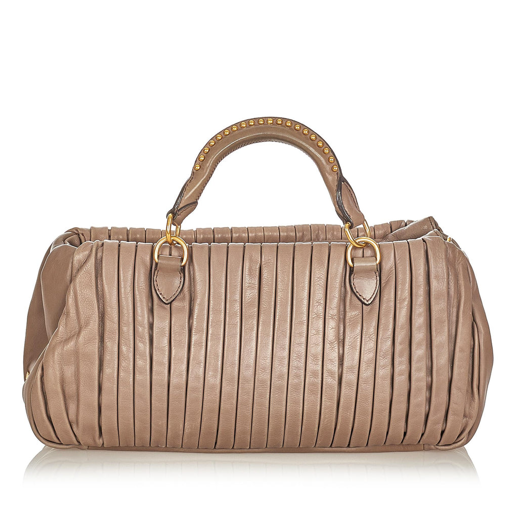 Miu Miu Pleated Leather Satchel (SHG-23231)