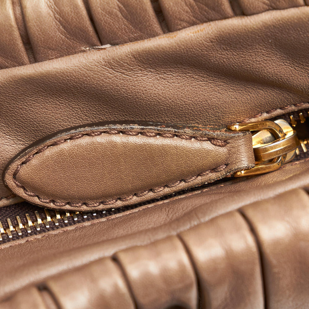 Miu Miu Pleated Leather Satchel (SHG-23231)