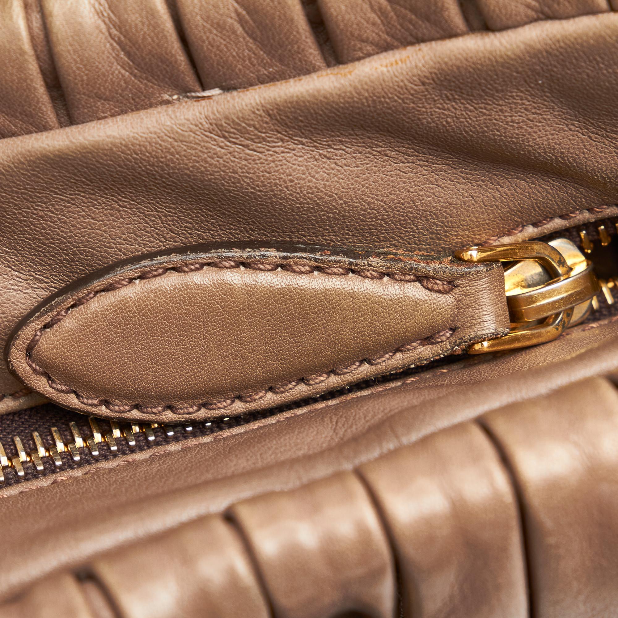 Miu Miu Pleated Leather Satchel (SHG-23231)