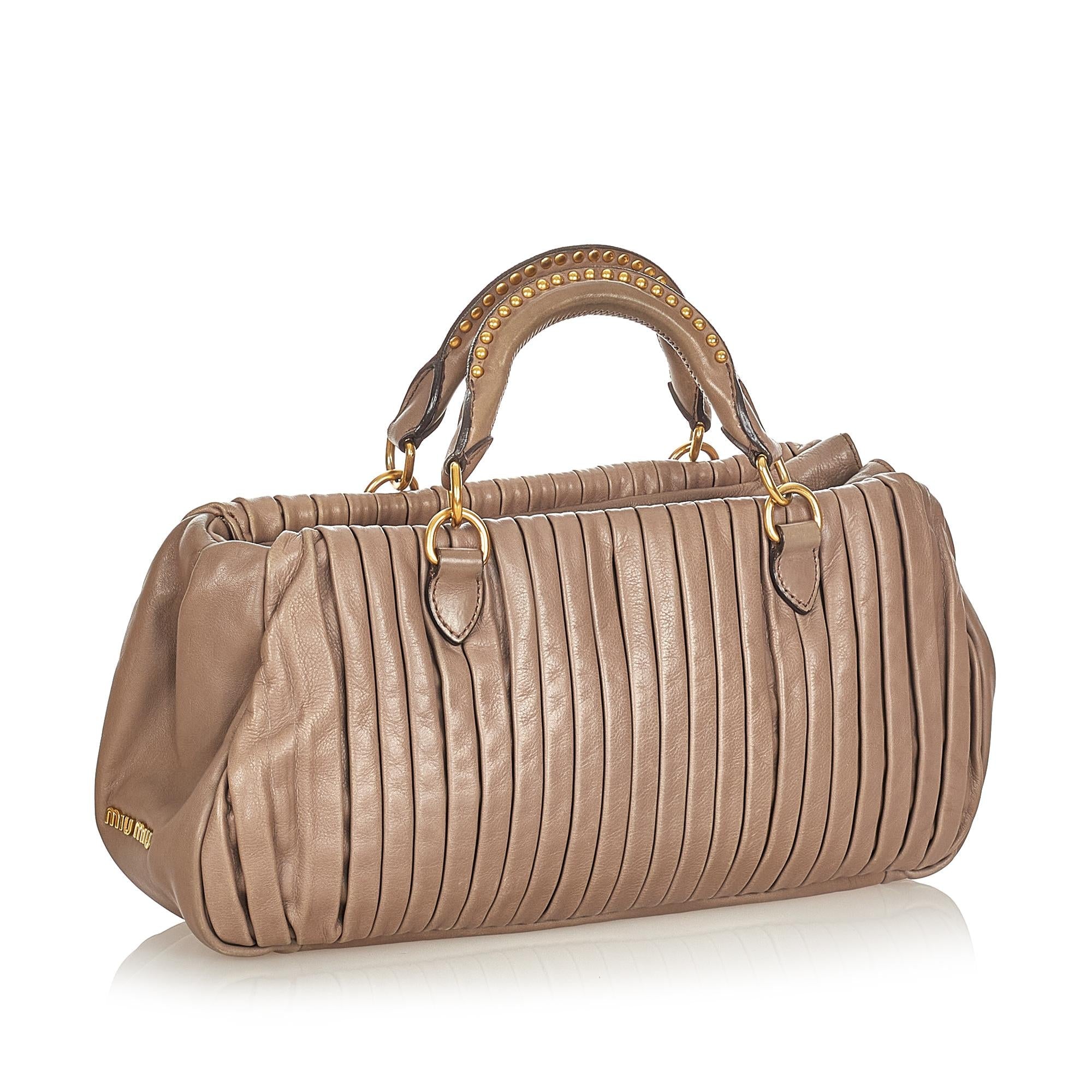 Miu Miu Pleated Leather Satchel (SHG-23231)