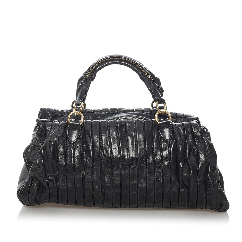 Miu Miu Pleated Leather Satchel (SHG-29675)