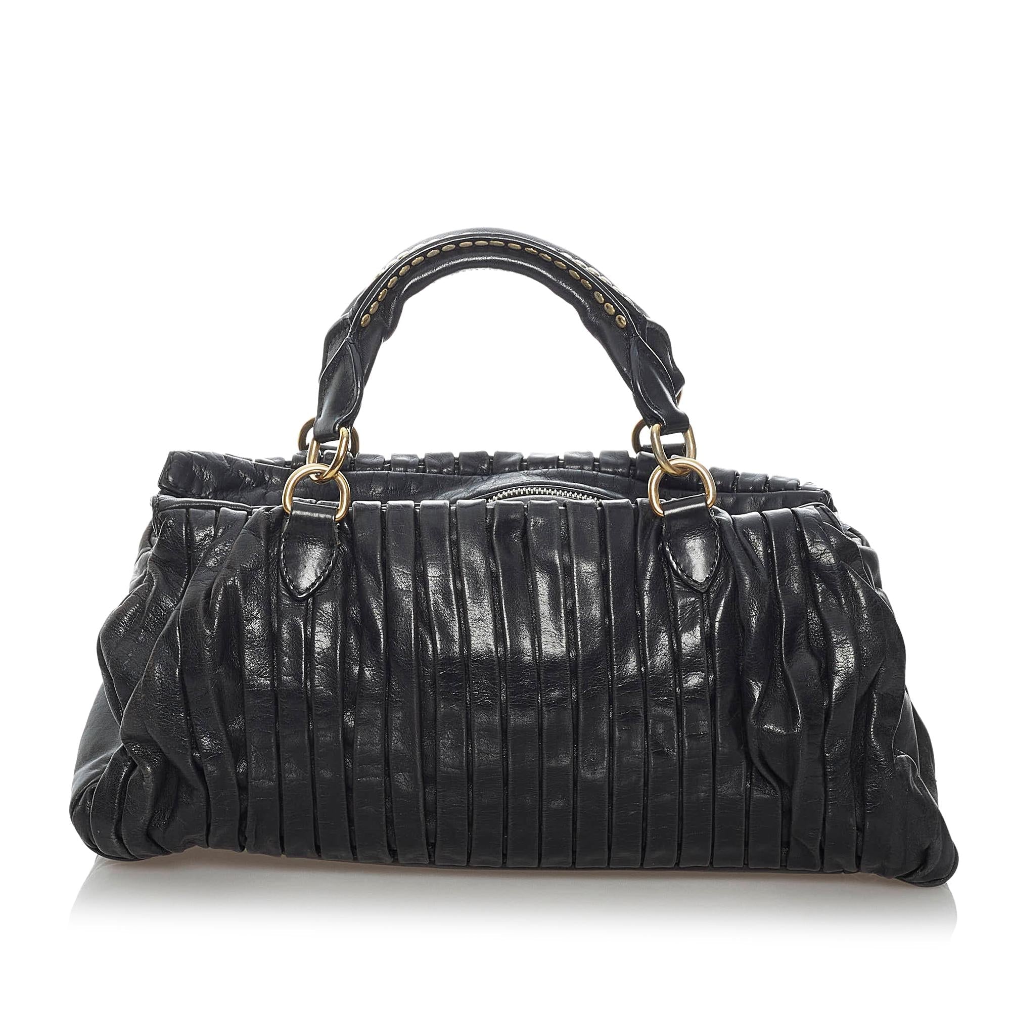 Miu Miu Pleated Leather Satchel (SHG-29675)