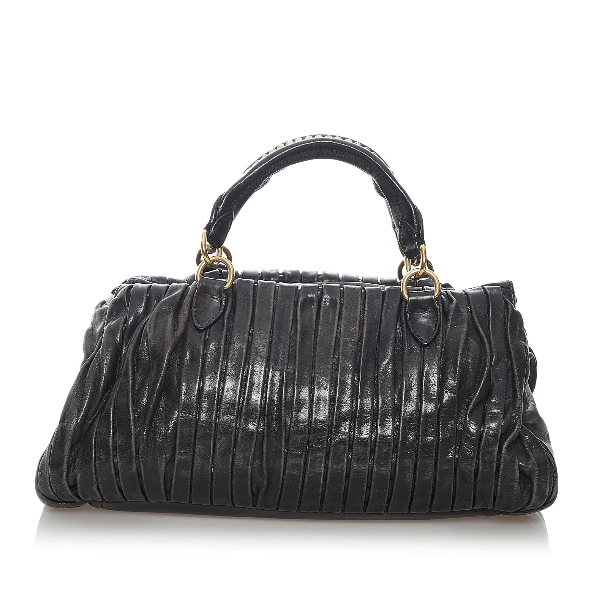 Miu Miu Pleated Leather Satchel (SHG-29675)