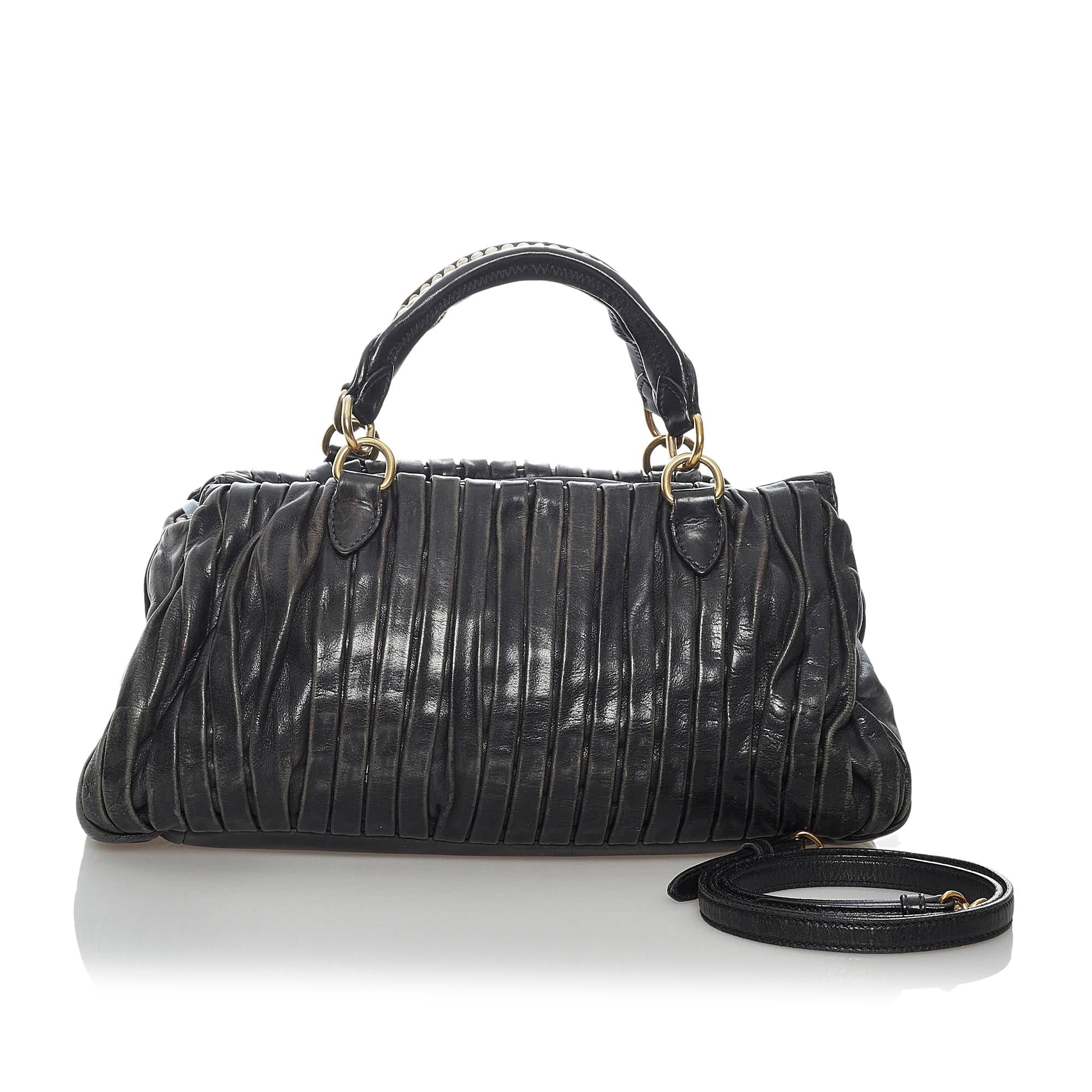 Miu Miu Pleated Leather Satchel (SHG-29675)