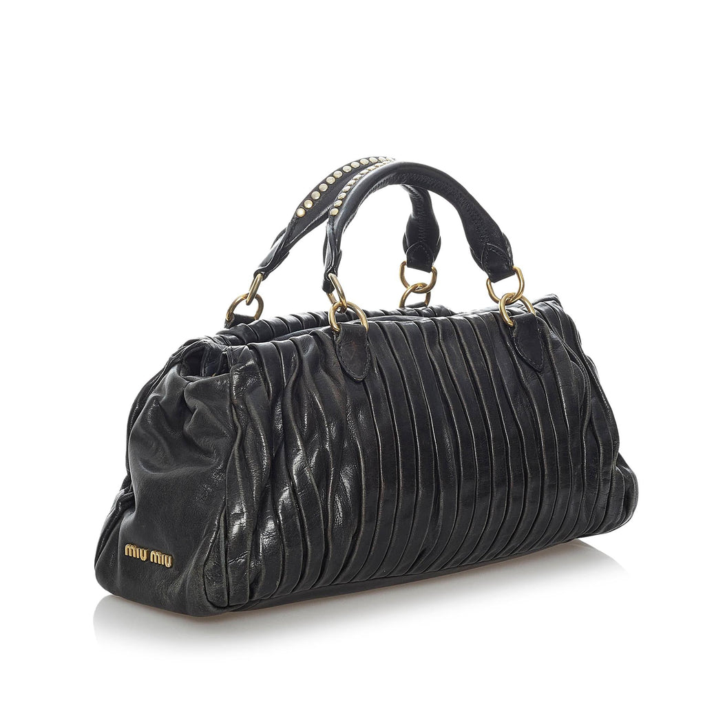Miu Miu Pleated Leather Satchel (SHG-29675)