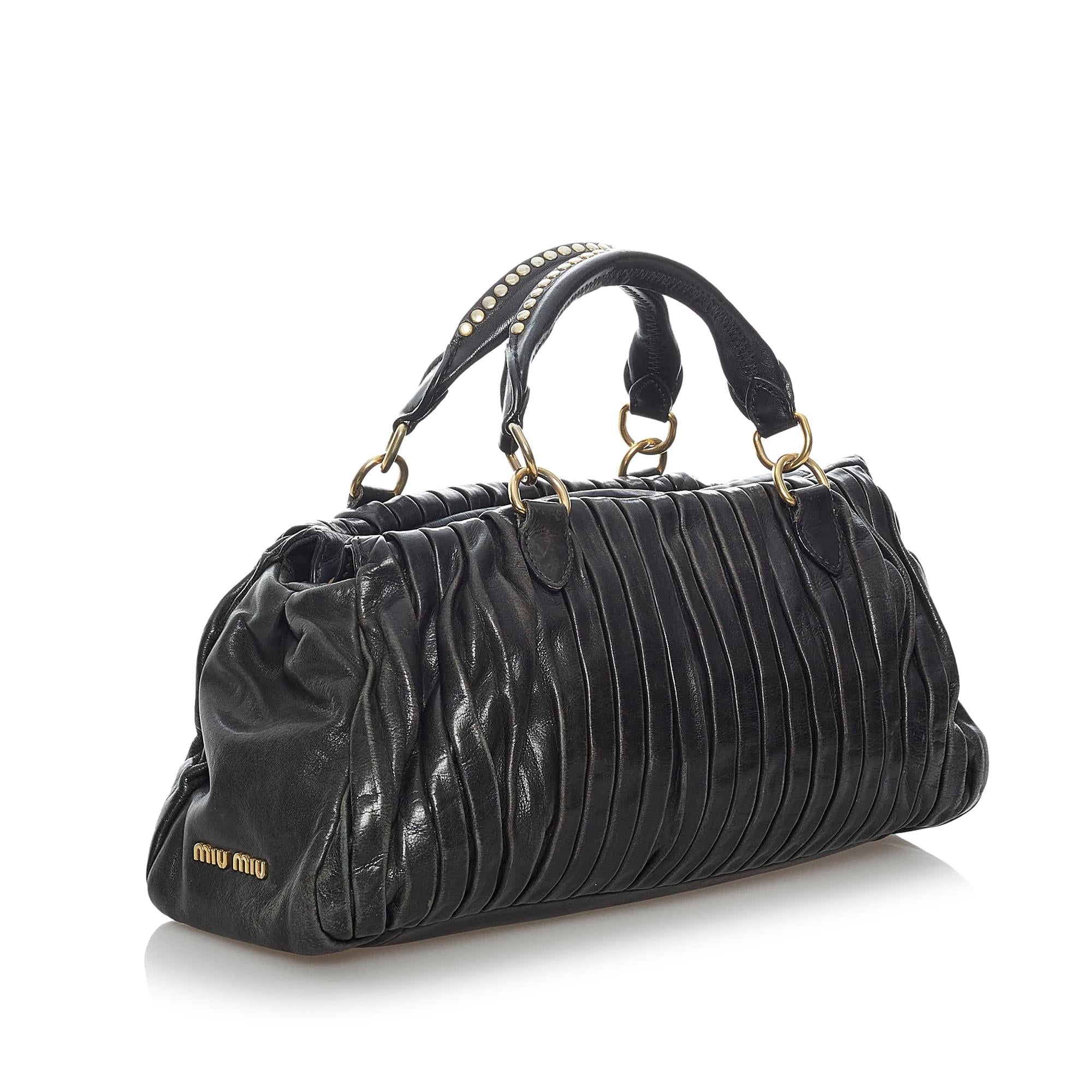 Miu Miu Pleated Leather Satchel (SHG-29675)