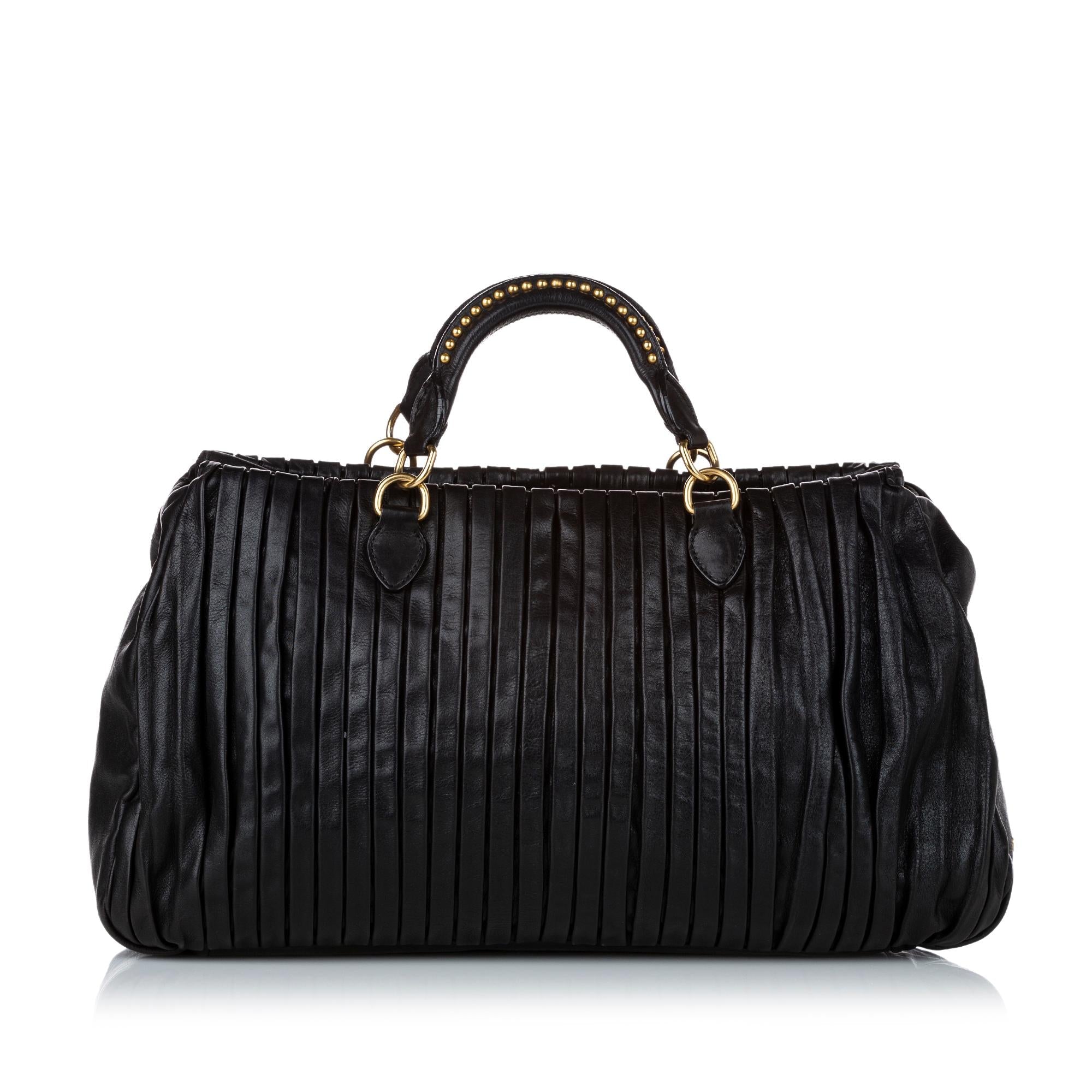 Miu Miu Plisse Leather Satchel (SHG-29659)