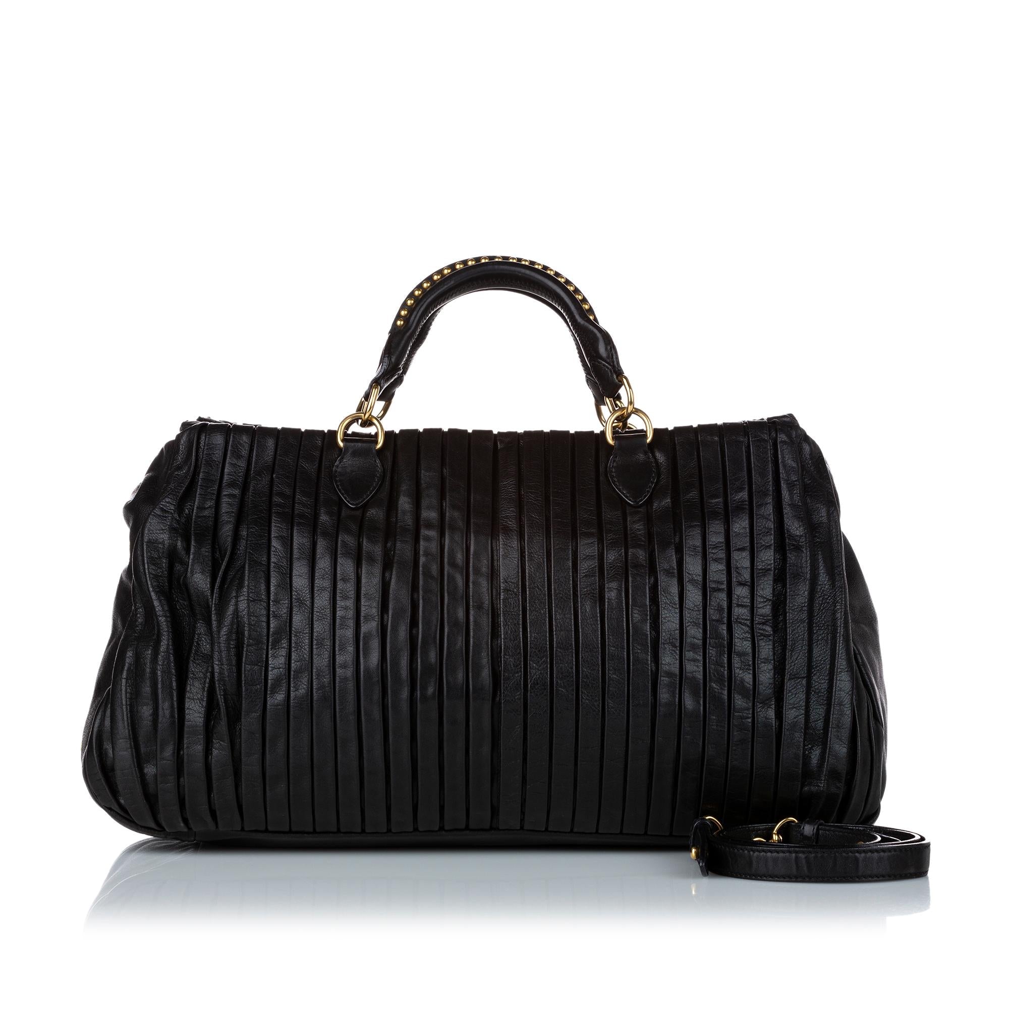Miu Miu Plisse Leather Satchel (SHG-29659)