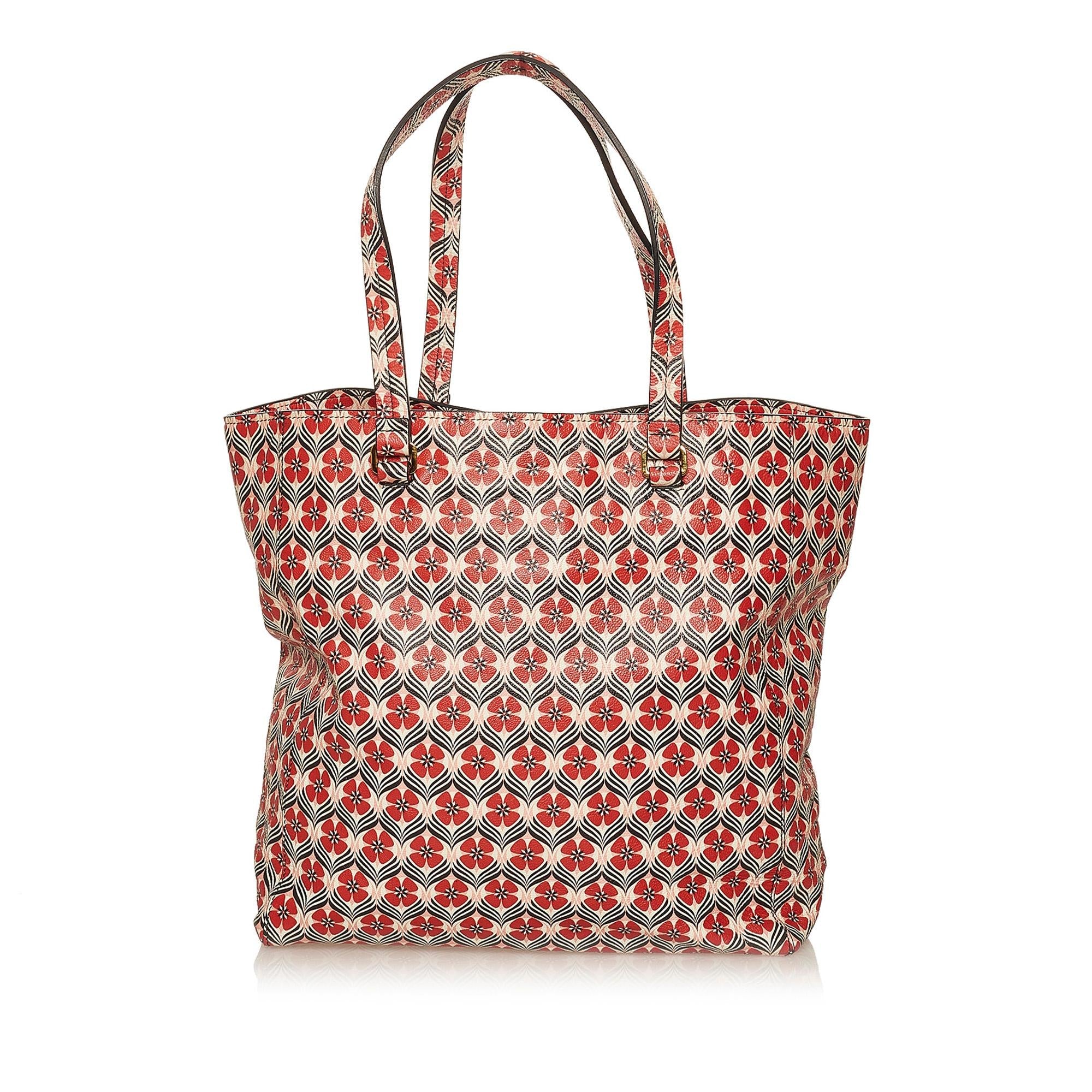 Miu Miu Printed Leather Madras Tote (SHG-29674)