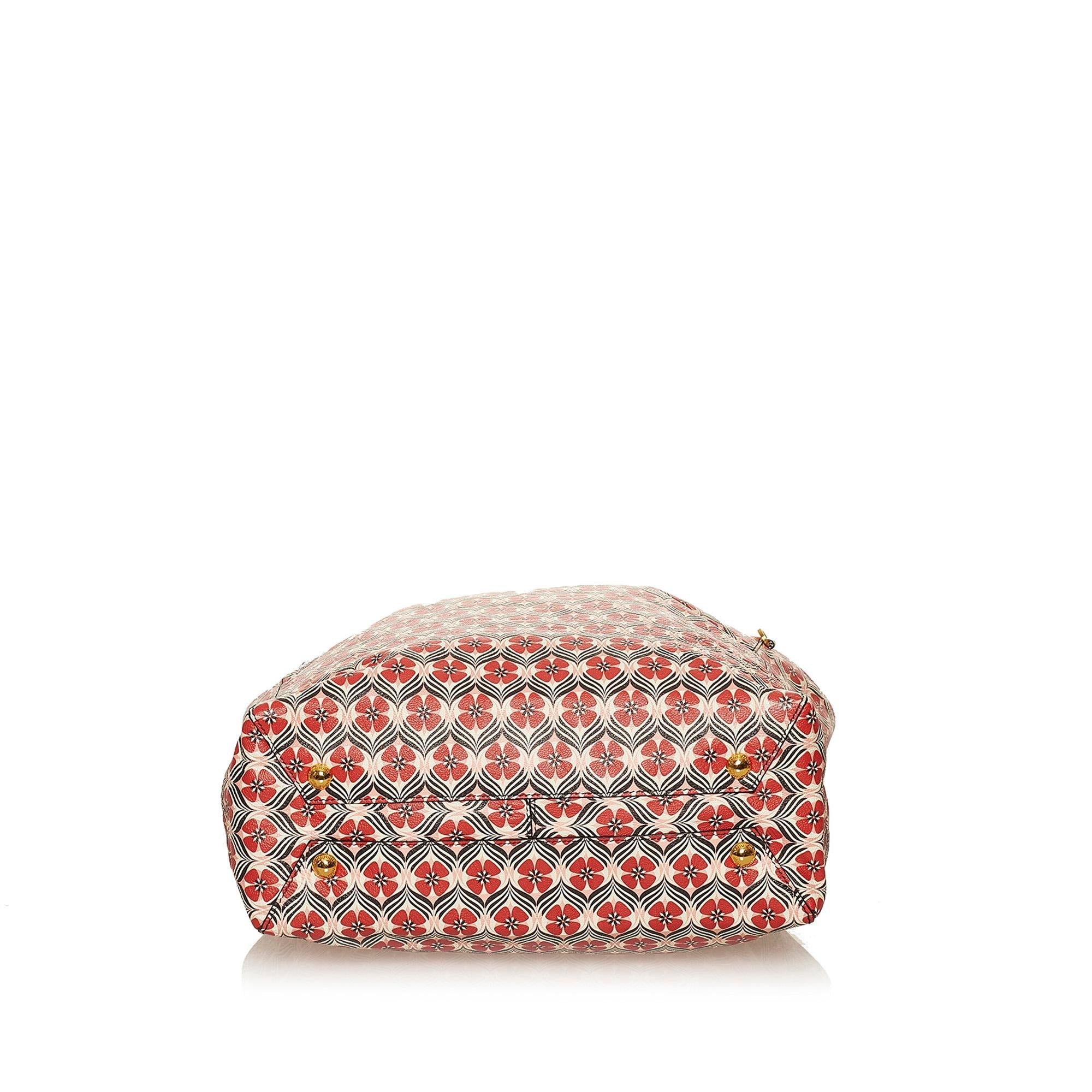 Miu Miu Printed Leather Madras Tote (SHG-29674)