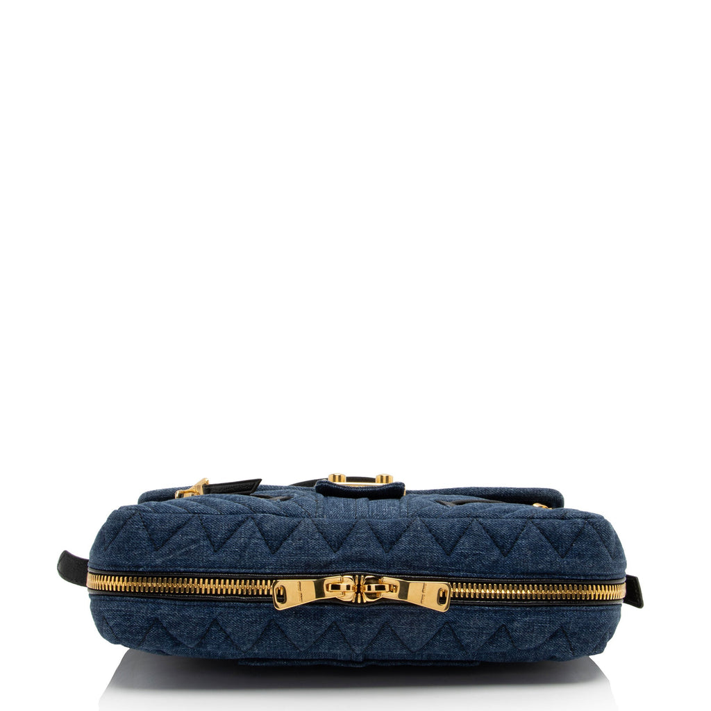 Miu Miu Quilted Denim Biker Shoulder Bag (SHF-5UGzwA)