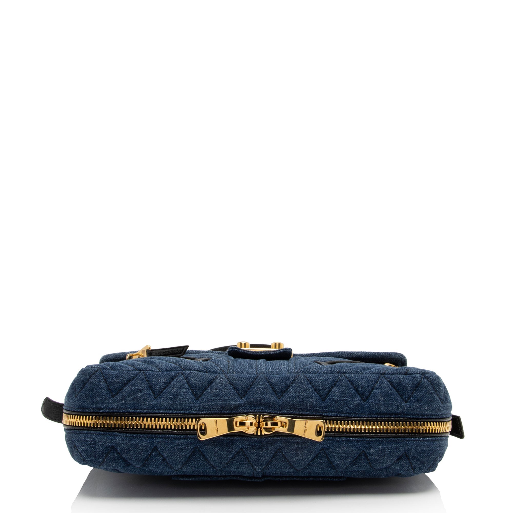 Miu Miu Quilted Denim Biker Shoulder Bag (SHF-5UGzwA)