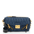 Miu Miu Quilted Denim Biker Shoulder Bag (SHF-5UGzwA)