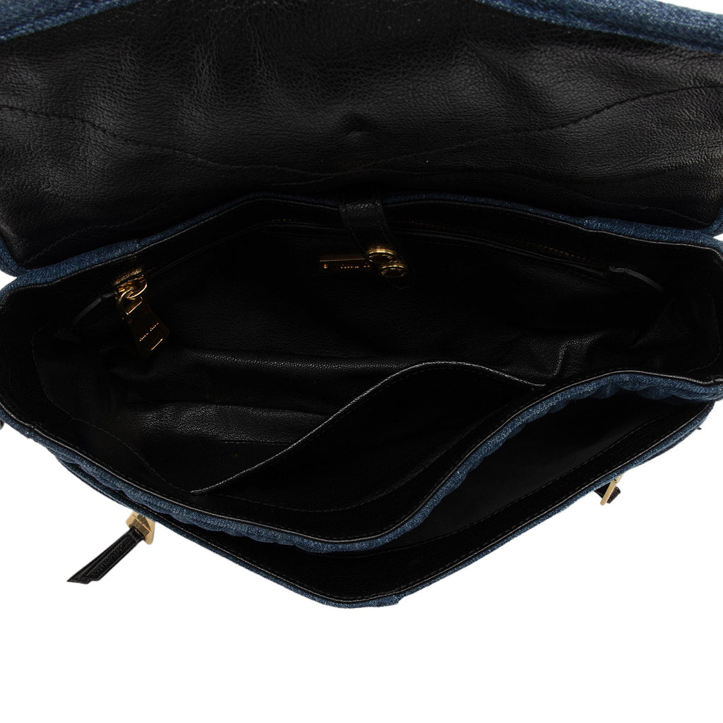 Miu Miu Quilted Denim Biker Shoulder Bag (SHF-5UGzwA)