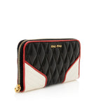 Miu Miu Quilted Leather Biker Zip Around Wallet (SHF-20286)
