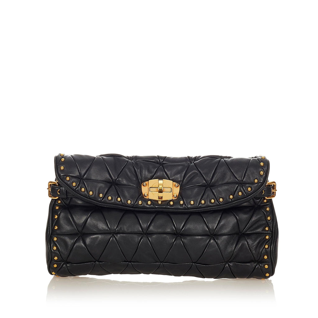 Miu Miu Quilted Studded Leather Clutch Bag (SHG-25332)