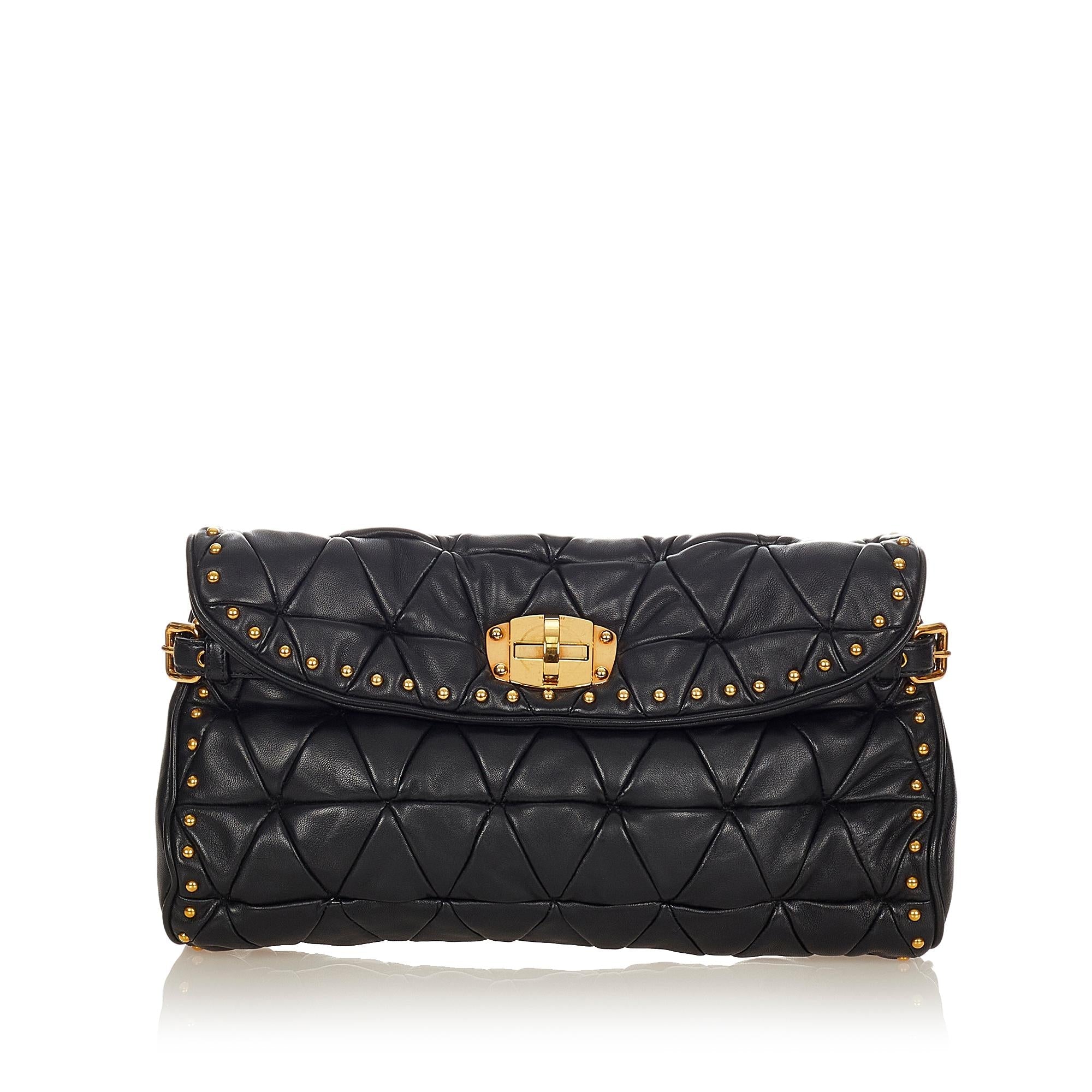 Miu Miu Quilted Studded Leather Clutch Bag (SHG-25332)