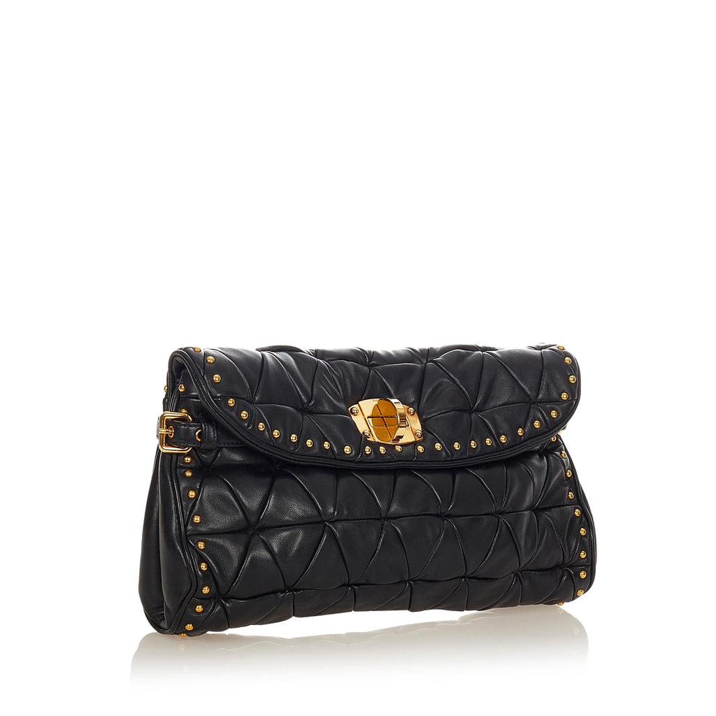 Miu Miu Quilted Studded Leather Clutch Bag (SHG-25332)