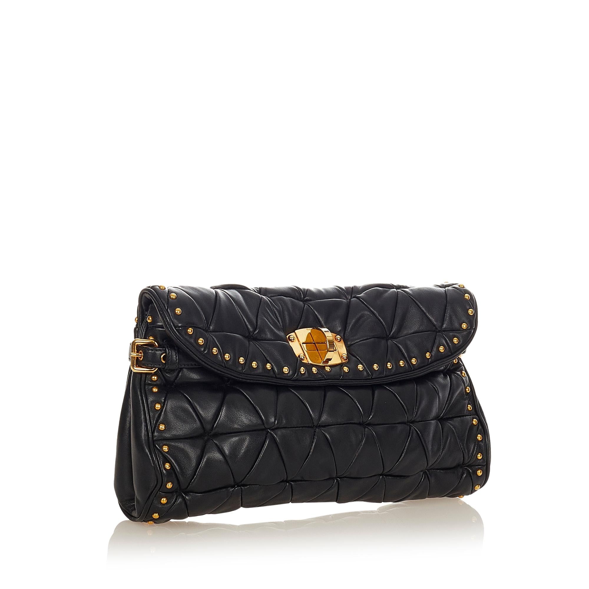 Miu Miu Quilted Studded Leather Clutch Bag (SHG-25332)