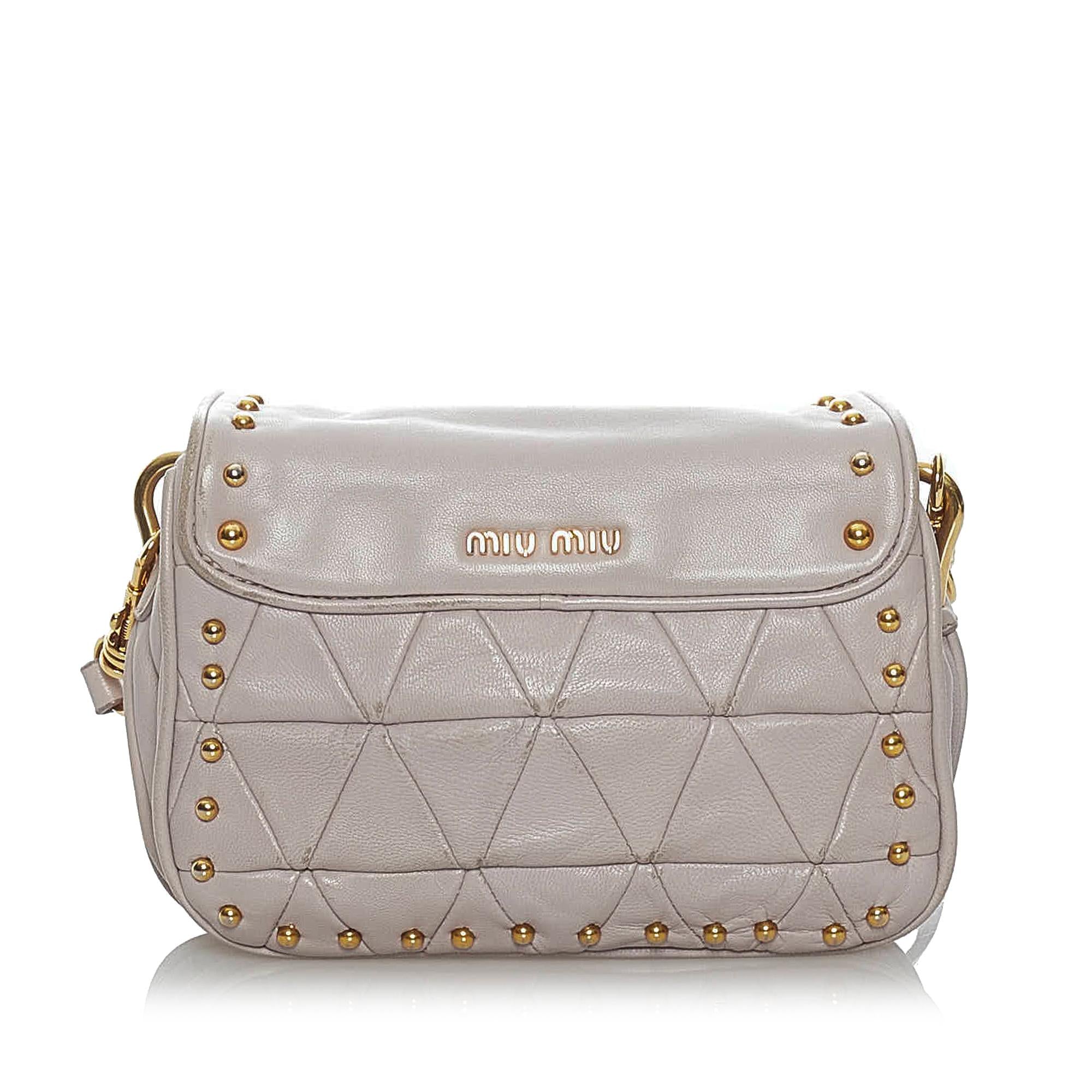 Miu Miu Studded Leather Crossbody Bag (SHG-30373)