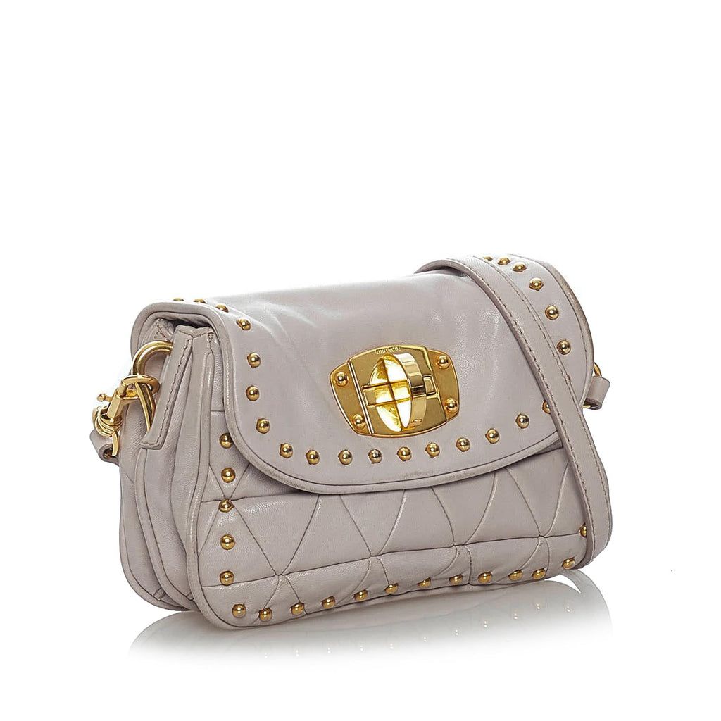 Miu Miu Studded Leather Crossbody Bag (SHG-30373)