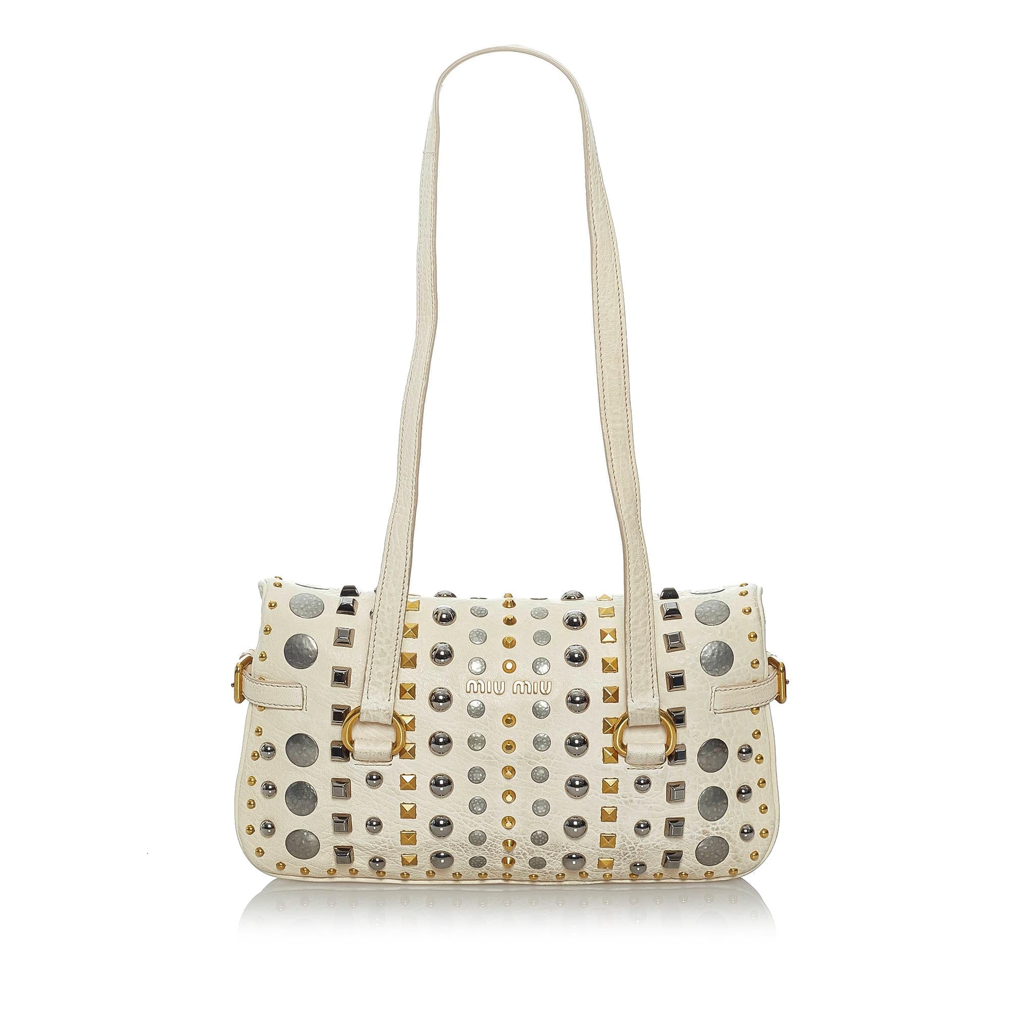 Miu Miu Studded Leather Shoulder Bag (SHG-30053)