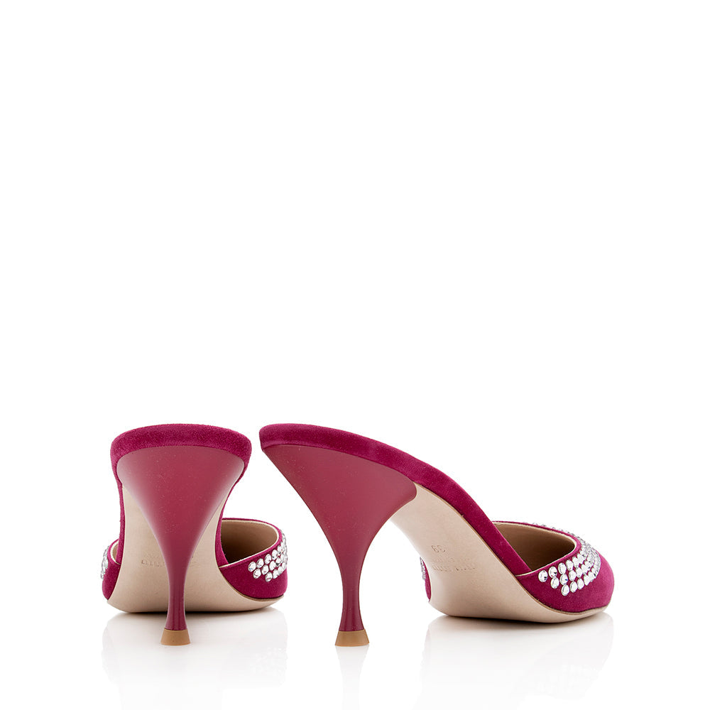 Miu Miu Suede Crystal Mule Pumps - Size 9 / 39 (SHF-16404)
