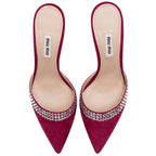 Miu Miu Suede Crystal Mule Pumps - Size 9 / 39 (SHF-16404)