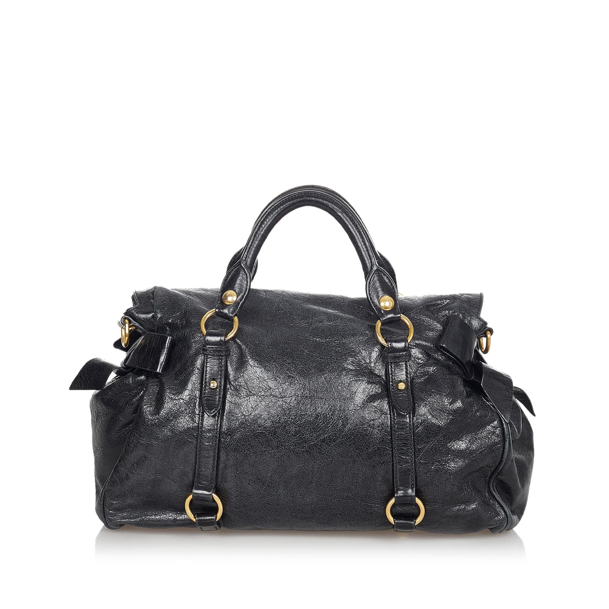 Miu Miu Vitello Lux Bow Handbag (SHG-24188)