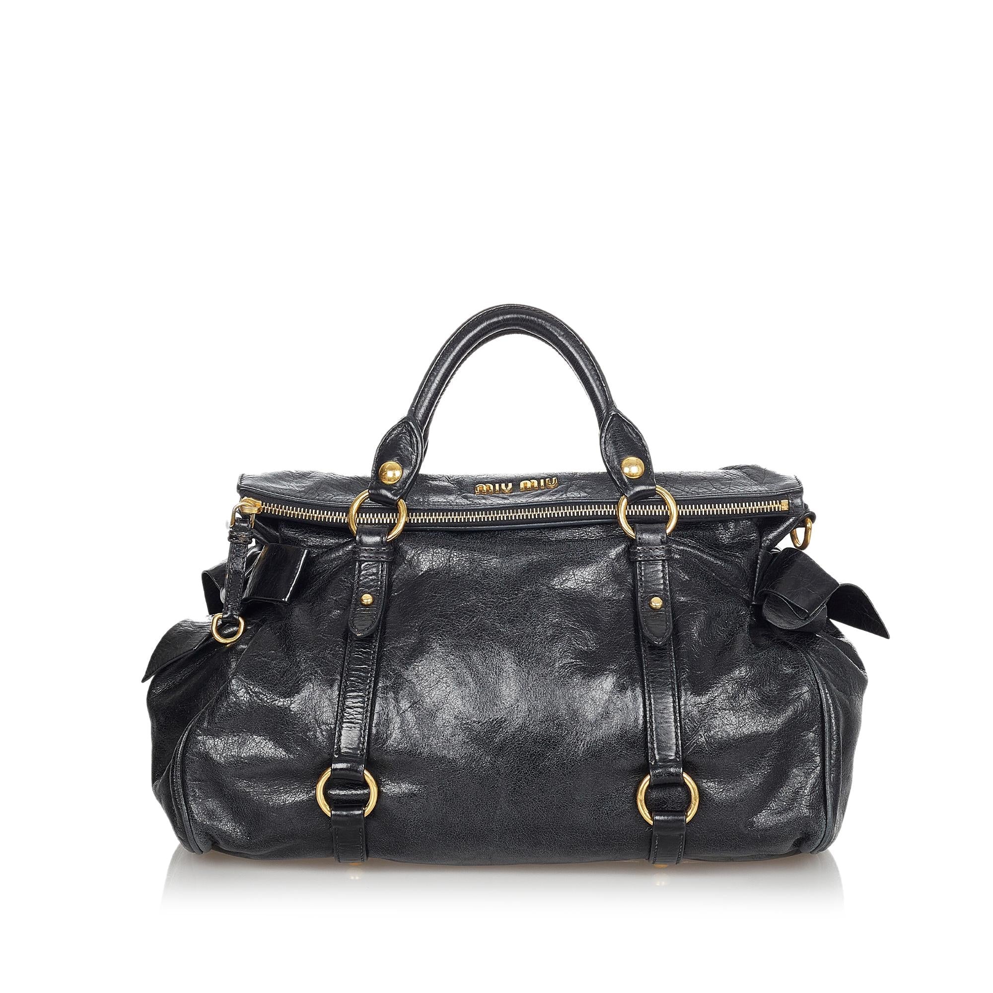 Miu Miu Vitello Lux Bow Handbag (SHG-24188)