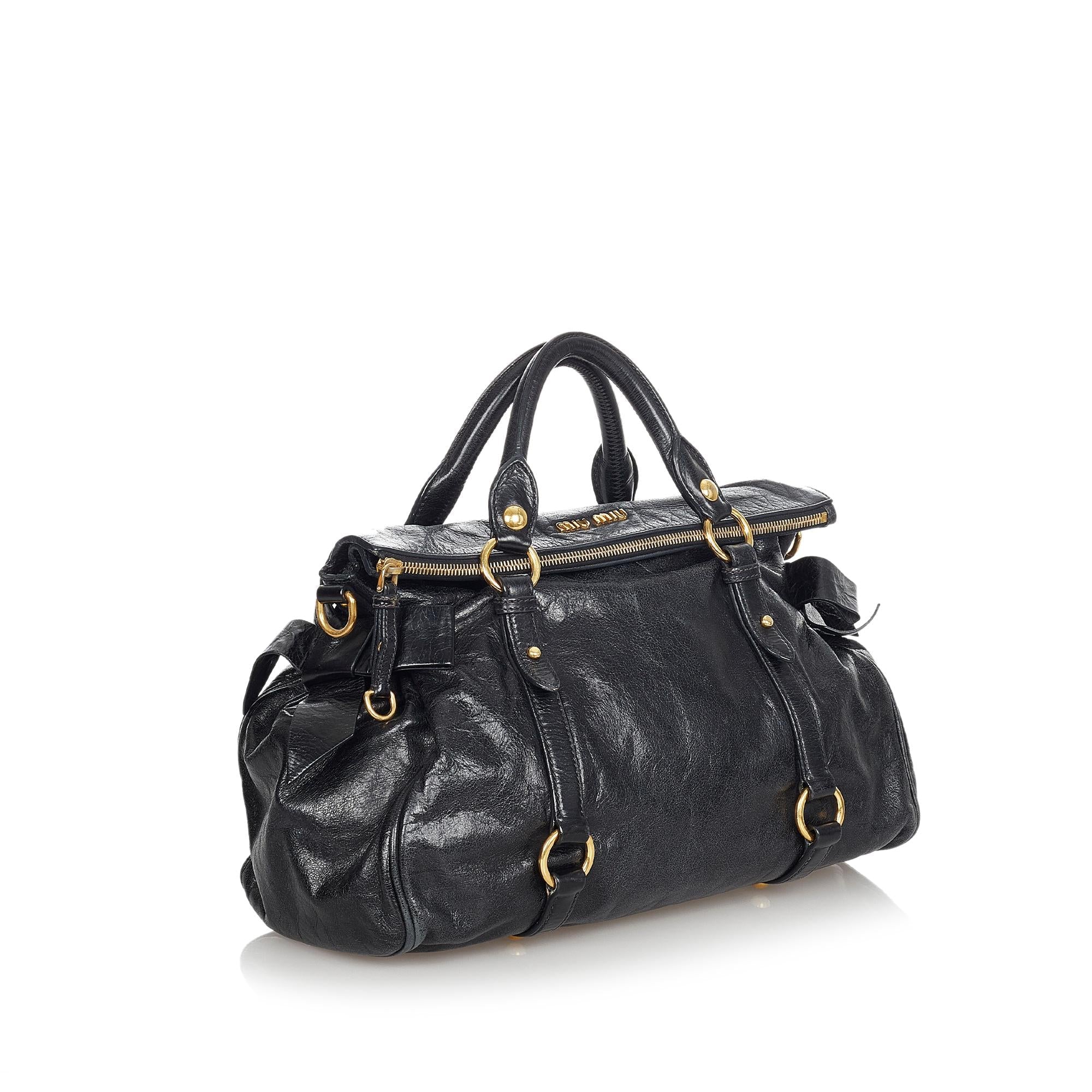 Miu Miu Vitello Lux Bow Handbag (SHG-24188)