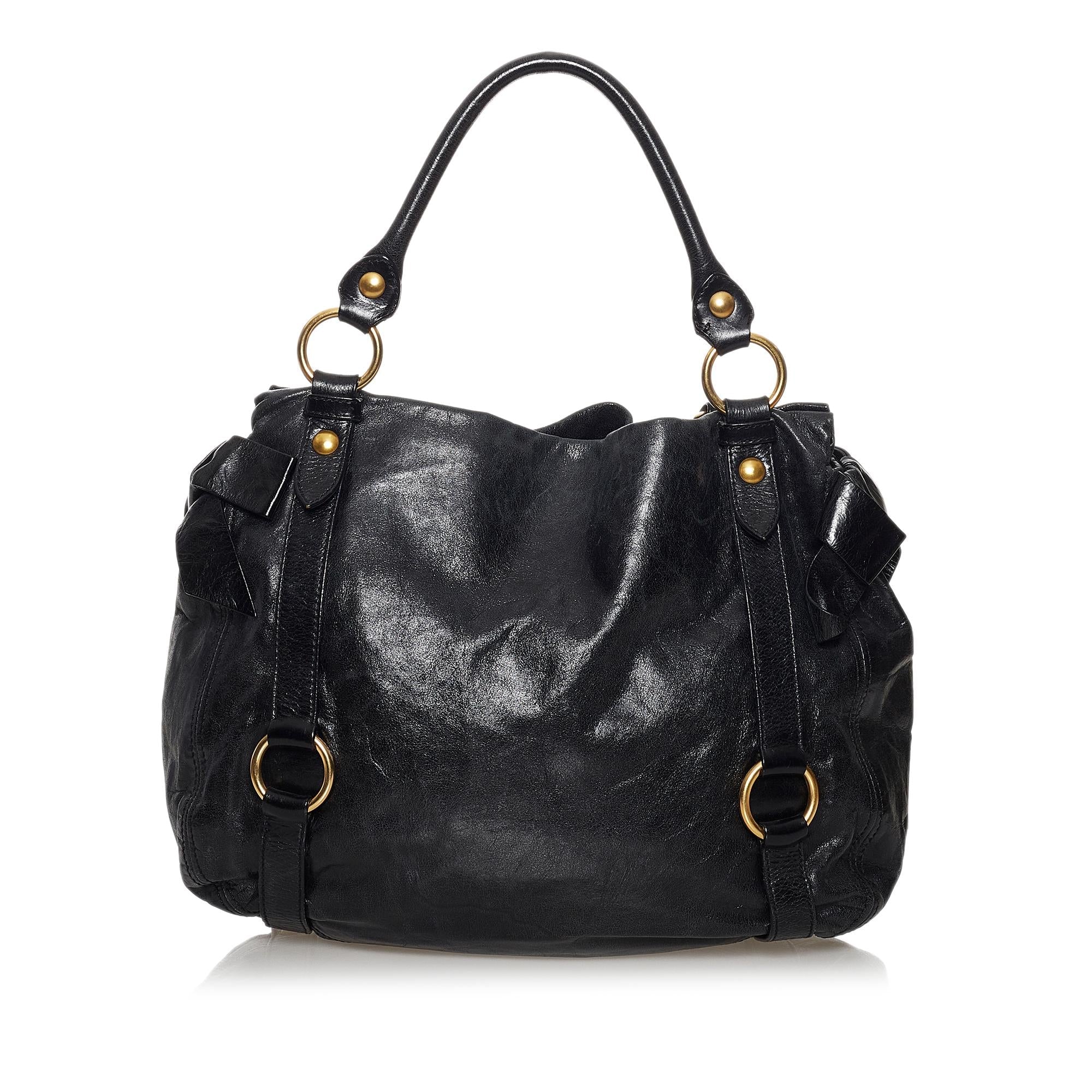 Miu Miu Vitello Lux Bow Handbag (SHG-30687)