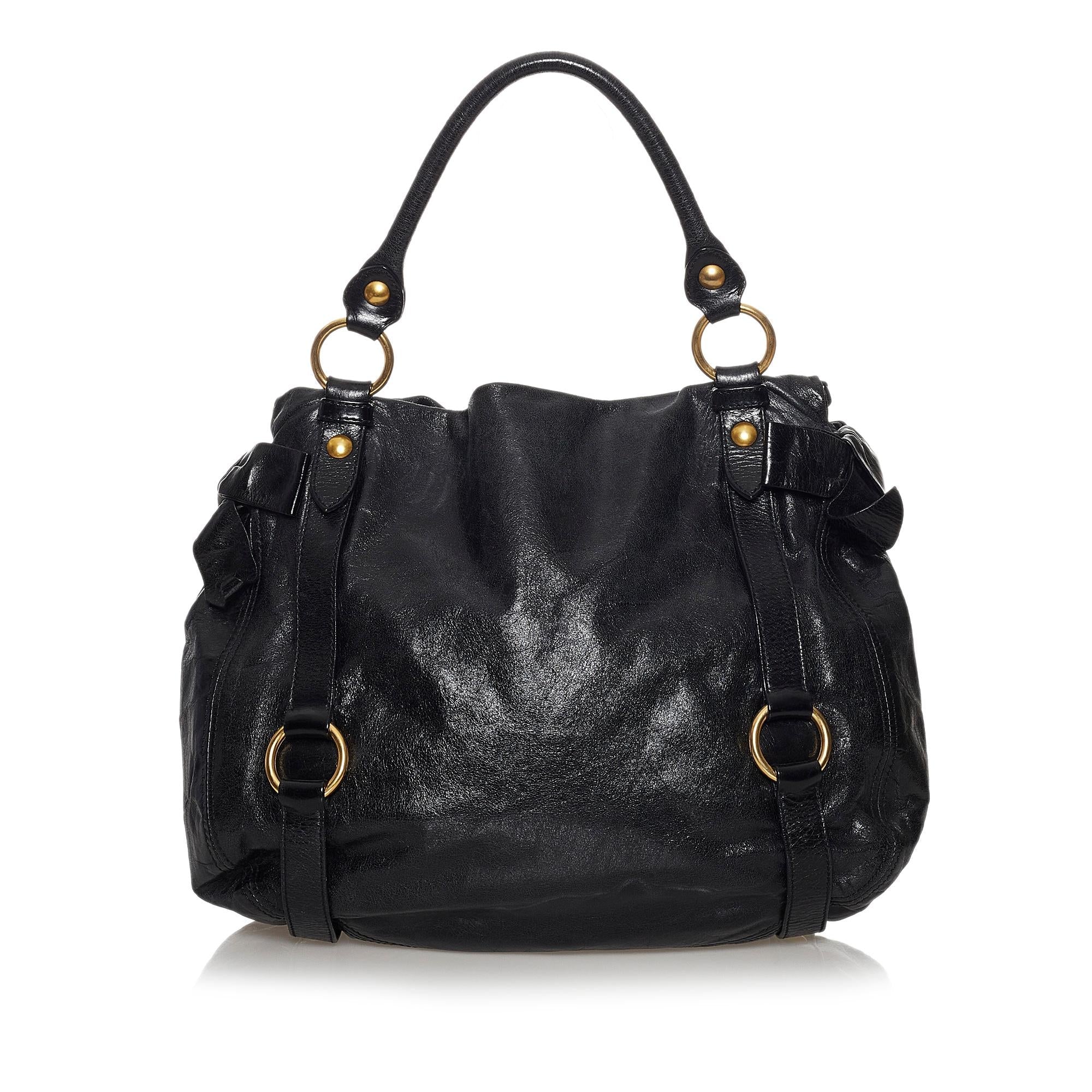 Miu Miu Vitello Lux Bow Handbag (SHG-30687)