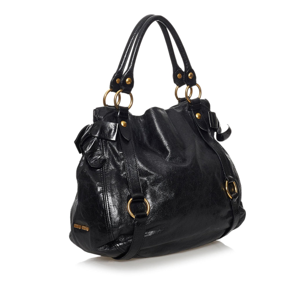 Miu Miu Vitello Lux Bow Handbag (SHG-30687)