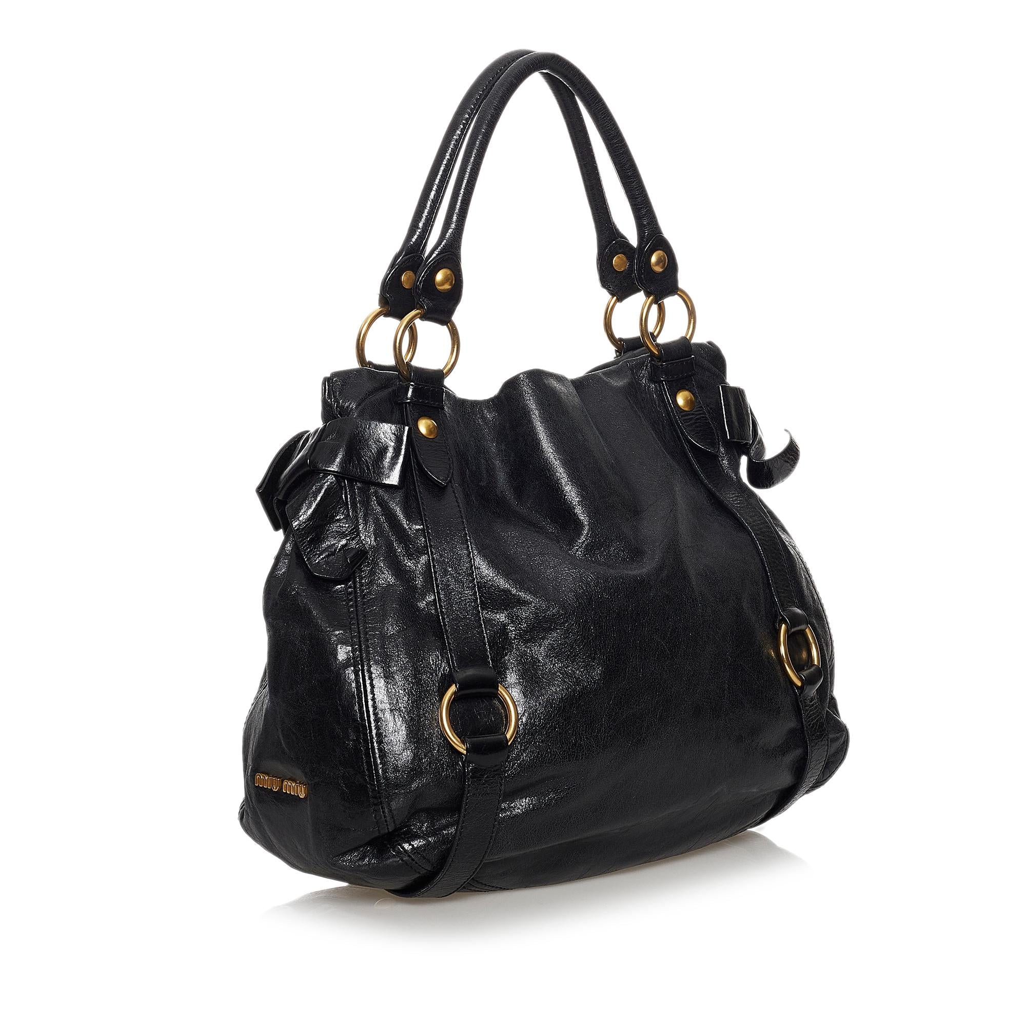Miu Miu Vitello Lux Bow Handbag (SHG-30687)