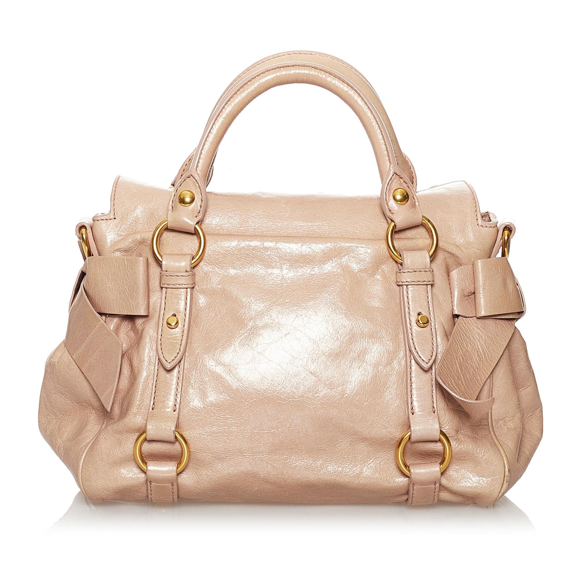 Miu Miu Vitello Lux Bow Satchel (SHG-30399)