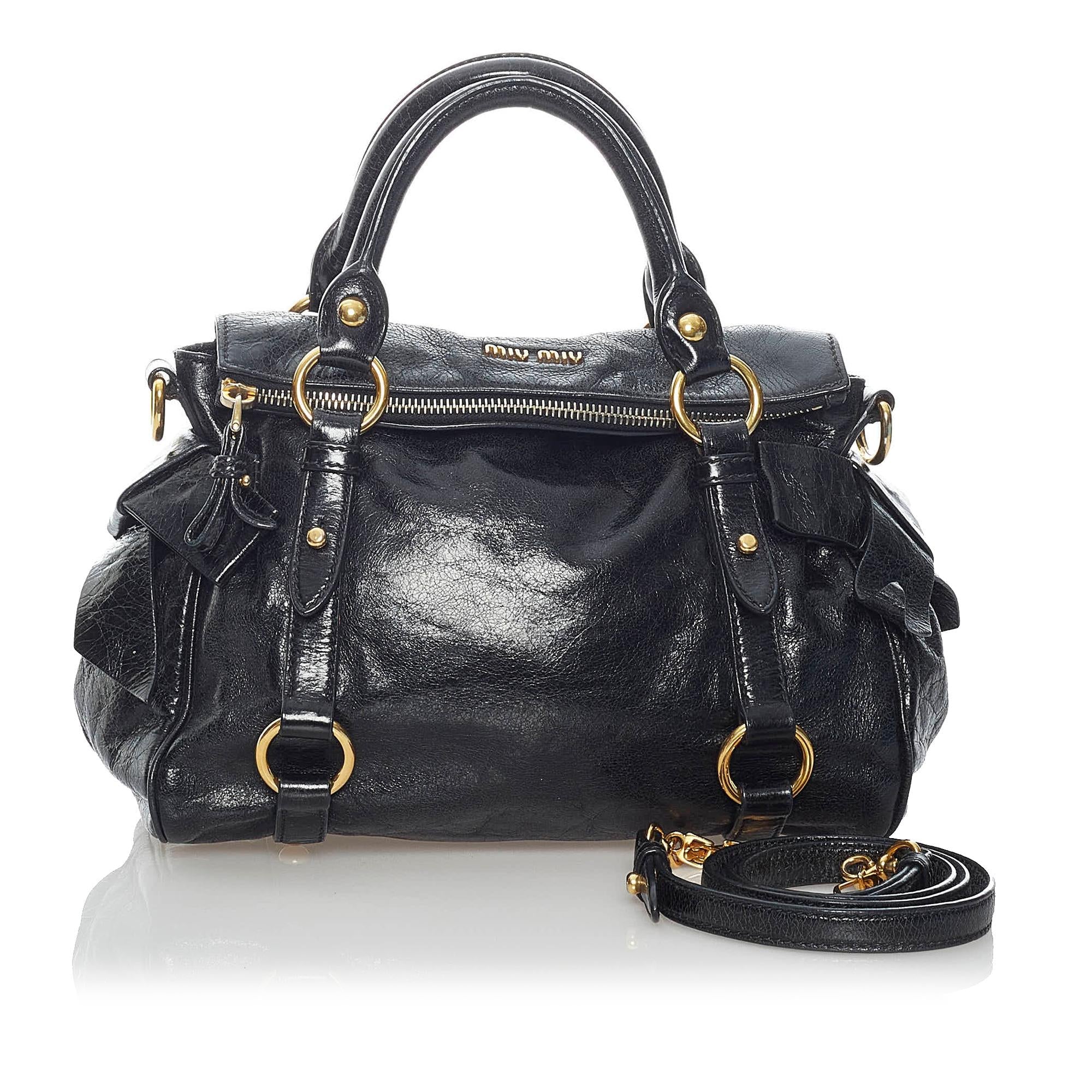 Miu Miu Vitello Lux Bow Satchel (SHG-31239)