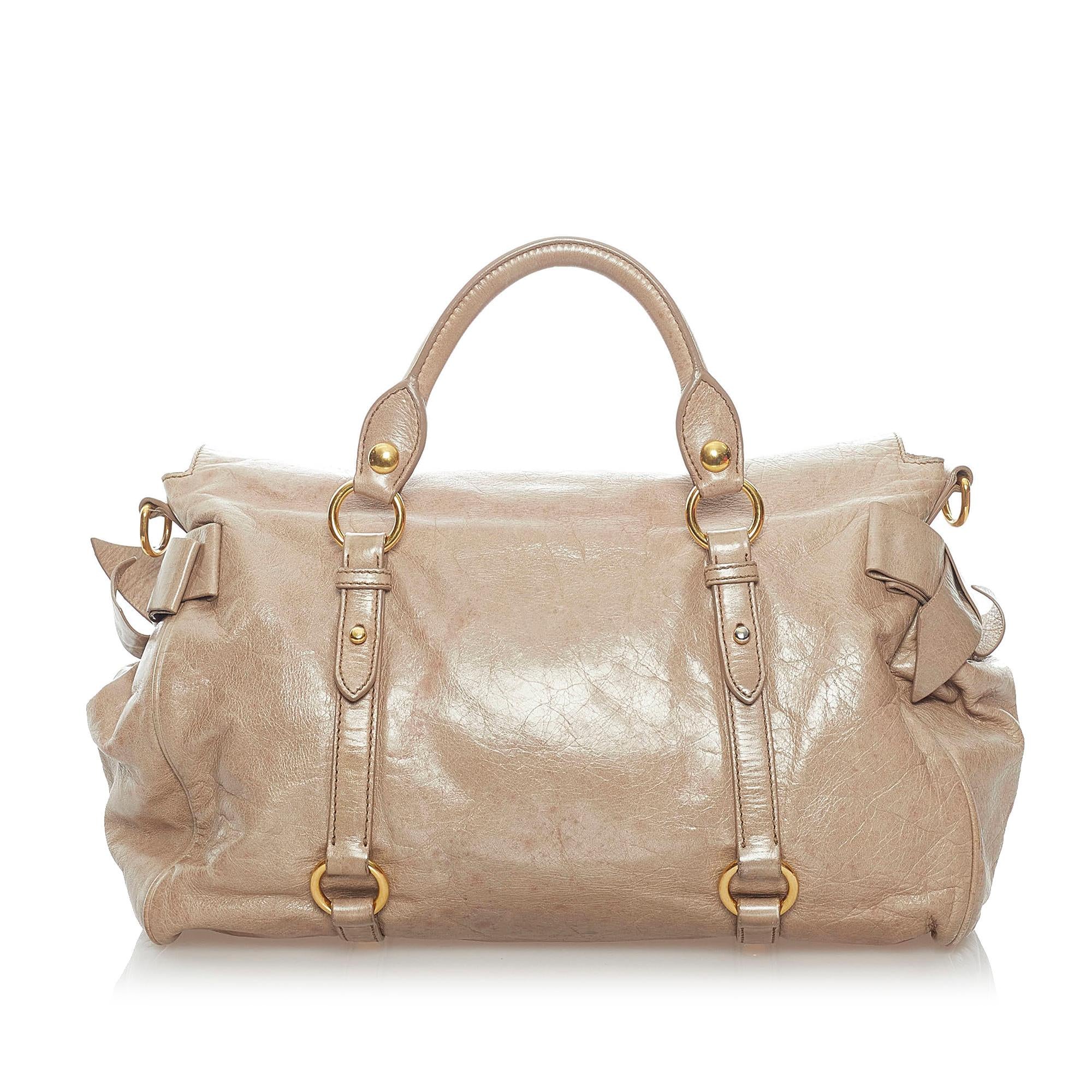 Miu Miu Vitello Lux Bow Satchel (SHG-31602)