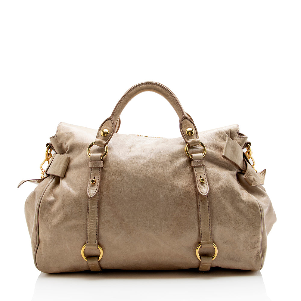 Miu Miu Vitello Lux Large Bow Satchel - FINAL SALE (SHF-13892)