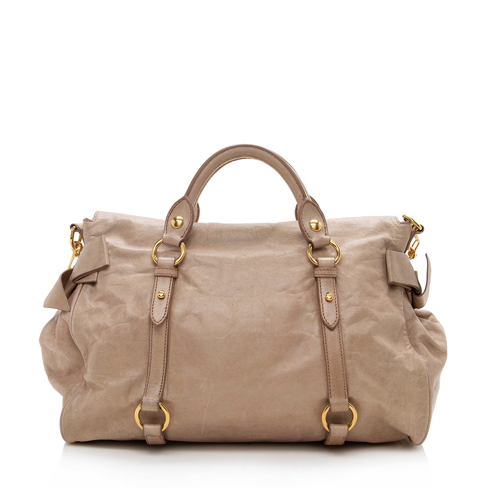 Miu Miu Vitello Lux Large Bow Satchel (SHF-15829)